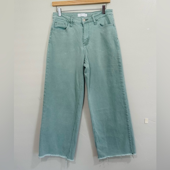 VERVET-Blue High Rise Ankle Wide Leg Jeans Sz 29 Light Green Chic - Picture 4 of 10